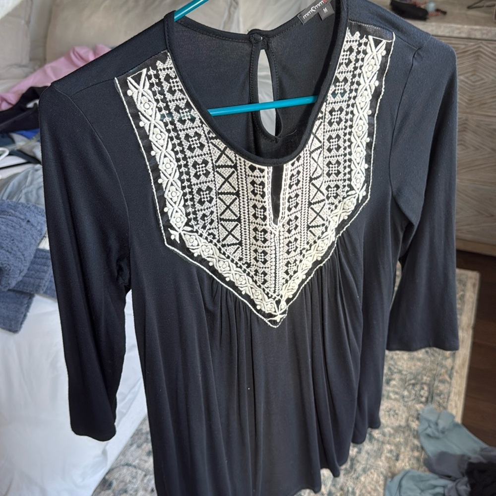 Black top with white detail